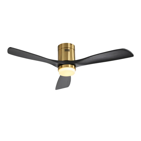 ZUN 52 Inch Flush Mount Ceiling Fan With 3 Solid Wood Blades Remote Control Reversible DC Motor For W882P212628