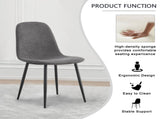 Comfortable Linen-Cotton Dining Chair Set - Six Pieces in Dark Gray.Integrated Seat and W1151P283077