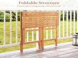Natural Acacia Wood Foldable Patio Bar with Footrest & Slatted Top, Space-Saving Outdoor Pub 16941394