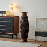 A 39-inch tall hand-woven bamboo floor vase - a decorative highlight for the living room, foyer or W2796P283884