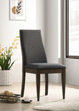 ZUN Set of 2 Grey Fabric Upholstered Dining Chairs, Dark Walnut B016P225492