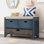 ZUN Storage Bench with Removable Basket and 2 Drawers, Fully Assembled Shoe Bench with Removable Cushion 08014849