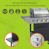 Propane Grill 3 Burner Barbecue Grill Stainless Steel Gas Grill with Side Burner and Thermometer for 21785975