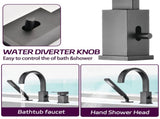 Waterfall Bathtub Faucet with Sprayer, 3-Hole Roman Filler with Hand Shower Deck Mount Waterfall W1224P206184