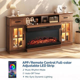 70-inch Deep Walnut Media Console with Lattice Glass - 2 Doors, 2 Drawers & Shelf for 36" 3-Sided 79005957