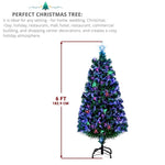 ZUN 6ft Top With Stars PVC Material Fiber Optics 230 Branches Christmas Tree Green 09256951