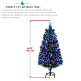 ZUN 6ft Top With Stars PVC Material Fiber Optics 230 Branches Christmas Tree Green 09256951