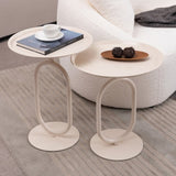 Lantern-shaped Metal End Table, Small Round Side Table, Modern Coffee Drink Cocktail Table, Small W2664P232828