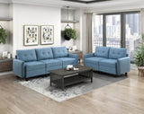 Living Room Furniture One-Arm Chair Blue Tufted Solid Wood Modern Comfort 1pc Modular Piece Chair B011P309912