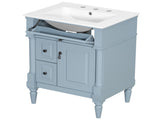 24 Inch Bathroom Vanity with Sink, Grey Blue Freestanding Bathroom Cabinet with Flip Drawer, 71370479