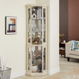 Corner Glass Cabinet Lighted Curio Cabinet Corner Display Case for Living Room, Curio Cabinet, W2275P194429