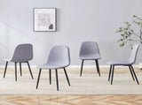 Luxury Simple Chair - Set of 4 Light Gray Linen-Cotton Material High Resilience Dining Chair with W1151P262614
