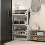 Wooden Shoe Cabinet for Entryway, White Shoe Storage Cabinet with 3 Flip Doors 20.94x9.45x43.11 inch W40935621