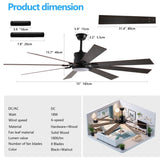 ZUN Walnut LED Ceiling Fan Light with 8 Wooden Blades, Remote Control, Dimmable & Adjustable Color W1340P244569