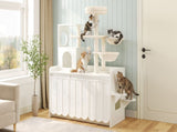 50.6" Cat Tree with Litter Box Enclosure, 5Cat Tower with Sisal Scratching Post and Storage Space, N704P443505K