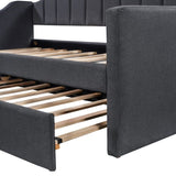 Upholstered Twin Daybed with Trundle,Black 46562591
