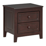 2-Drawer Nightstand for Bedroom, Mid Century Retro Bedside Table with Classic Design,Dark Walnut WF308187AAD