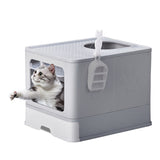 ZUN Large Enclosed Cat Litter Box with Lid Cover, Detachable Cat Toilet with Litter Scoop & Slide Out 04861288