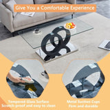 Modern Style Glass Top MDF Coffee Table Black Base, Suitable for Living Rooms and Lounge Areas, W3226P279046