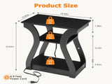 End Tables with Charging Station, 3-Tier Nightstand featuring USB, Type-C & Power Outlets, Black 97056324