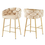 28'' Modern Counter Stools Set of 2,Beige Counter Stools with iron Frame,Soft back and N780P199861W