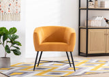 Luxurious Design 1pc Accent Chair Yellowish Orange Velvet Clean Line Design Fabric Upholstered Black B01166685