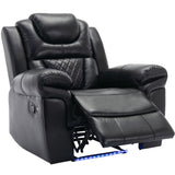 Home Theater Seating Manual Recliner Chair with LED Light Strip for Living Room,Bedroom, Black WF310725AAB