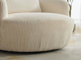 34.25 "Wide Upholstered Corduroy 360&deg Swivel Barrel Soft Accent Chair with Pillow, Circular W3118P253970