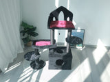 Black Gothic Cat Tree, Multi-Level Spooky Cat Tree with Scratching Posts, Perches, Hammock, and Cat W243P326635