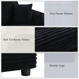 86.5" Oversized Loveseat Chaise Lounge Sectional Sofa Bed Corduroy Sleeper Sofa with USB Ports , N719P232602B