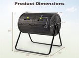 Dual Chamber Compost Tumbler 37.5Gal 360&deg Rotating Compost Bin with Stirring Blades for 55876880