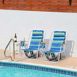 Folding Beach Chair, 4 Position Portable Backpack Foldable Camping Chair with Headrest Cup Holder 96022358