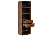 Tall Narrow Bookshelf, Slim Floor-Standing Storage Cabinet with 2 Drawers & 5 Open Shelves, Display W331P485806
