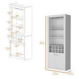 ZUN Clover Bar Cabinet, with wine storage and thre shelves B128P189933