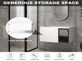 30" Wall-Mounted Bathroom Vanity, 2-Soft Close Doors,Glossy White Vanity & Grey Glass 1/2 Door, W999P387159