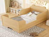 Toddler Floor Bed Frame, Cot Bed for Boys and Girls Ages 3-6, Bear Shape Toddler Bed,Natural W1580P373255