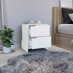 ZUN Nightstand with 2-Drawers, End Table with Sturdy Base, White B097120605