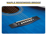 Blue 41-inch Dreadnought barrel-shaped cutaway acoustic guitar with pick, strings, capo, gig bag, 48260943