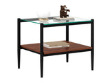 Set of 2 Rectangle End Table, Tempered Glass Tabletop with MDF layer, Modern Table for Living Room , W241P184246