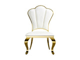 Dining chair gold stainless steel legs with white PU leather set of 2pcs W2723P304375