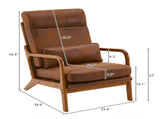 High Back Solid Wood Armrest Backrest Iron Frame Bronzing Cloth Indoor Leisure Chair Orange 79269077