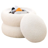 (SKU08675722Storage Ottoman, Round Teddy Velvet Footrest with Tray, Macaron-Shaped Stool, Modern 62629266