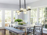 29.53" Modern Crystal Chandelier for Dining Room, 8-Light Black Pendant Lightsfor Kitchen Island 03316724