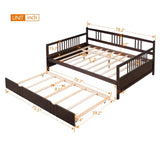 Full Size Daybed Wood Bed with Twin Size Trundle,Espresso WF295131AAP