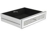 3-Drawer Modern Style Diamond-Embellished Computer Desk MDF with Mirror Finish 42*15*29.92in Silver 99489449