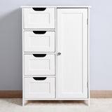 White Bathroom Storage Cabinet, Floor Cabinet with Adjustable Shelf and Drawers W40914883