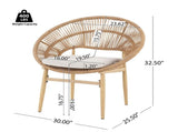 Cyril Outdoor Wicker Papasan Style Dining Chair, Teak Finished Leg and Light Brown Faux Rattan, N775P271975B
