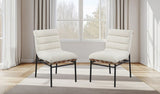 ZUN Lahni White Boucle Fabric Set of 2 Dining Chair with Black Iron Legs B061P234546