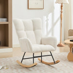 ZUN Modern Nursery Rocking Chair Upholstered Glider Chair with High Backrest Rocker Accent Armchair with W2725P213398