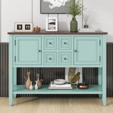 ZUN Series Ample Storage Vintage Console Table with Four Small Drawers and Bottom Shelf for Living 44593282